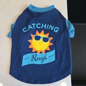 Blue Dog Shirt with Sun Graphic